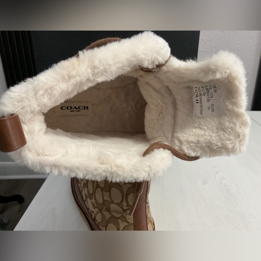 Coach Women's Tan and Brown Shearling Boots - Picture 7 of 8